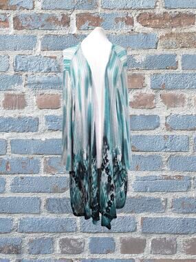 Maggie Barnes for Catherines Plus size 5X Kimono Cardigan Teal/Green
